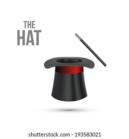 Magician Top Hat with stick. Vector