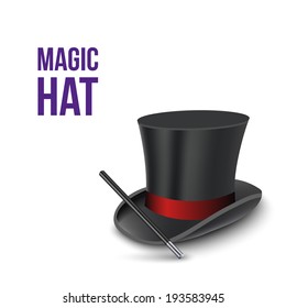 Magician Top Hat with stick. Vector
