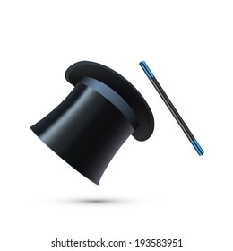 Magician Top Hat with stick. Vector