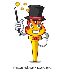 Magician torch mascot cartoon style