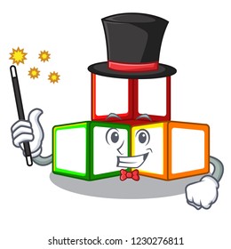 Magician toy blocks on cube boxes mascot