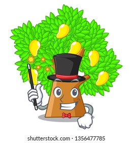 Magician toy cartoon mango tree above table