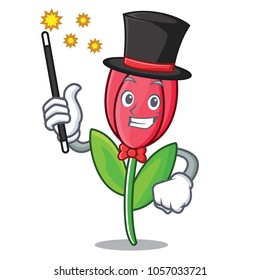 Magician tulip mascot cartoon style