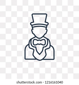 Magician vector outline icon isolated on transparent background, high quality linear Magician transparency concept can be used web and mobile