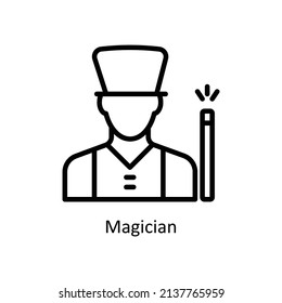 Magician vector outline icon for web isolated on white background EPS 10 file