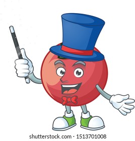 Magician velvet apple mascot on white background.