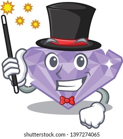 Magician violet diamond in the cartoon box