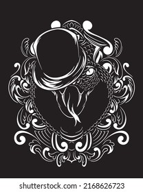 magician Viper snake artwork illustration and t shirt design Premium Vector