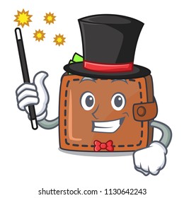 Magician wallet mascot cartoon style vector illustration