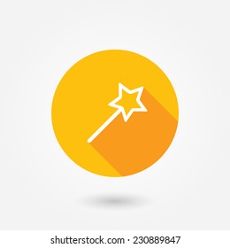 Magician wand icon. Vector illustration. Flat style design icon with long shadow