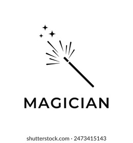 magician wand logo design concept idea