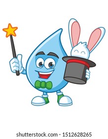 magician Water Drop mascot character cartoon vector