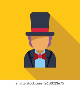 Magician wearing a suit and top hat is performing an illusion 