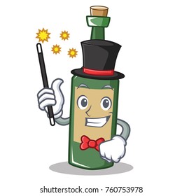 Magician wine bottle character cartoon