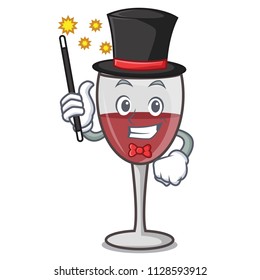 Magician wine mascot cartoon style