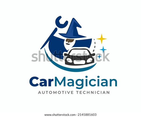 magician wizard car technician\
mechanic car protect logo template illustration\
inspiration