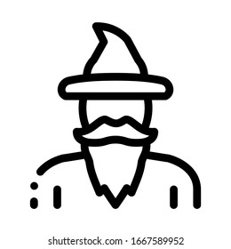 Magician Wizard Icon Vector. Outline Magician Wizard Sign. Isolated Contour Symbol Illustration
