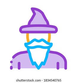 Magician Wizard Icon Vector. Outline Magician Wizard Sign. Color Isolated Contour Symbol Illustration
