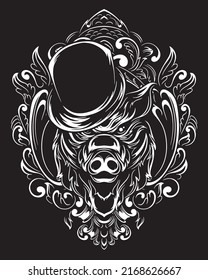 magician wolf artwork illustration and t shirt design Premium Vector