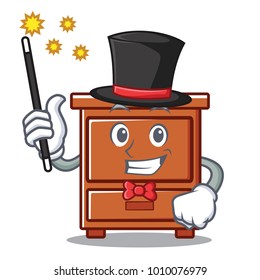 Magician wooden drawer mascot cartoon