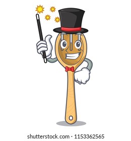 Magician wooden fork mascot cartoon