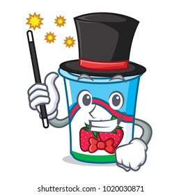 Magician yogurt mascot cartoon style