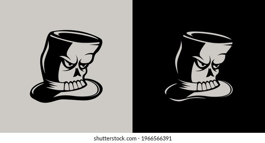 A magician's hat with a black and white version of the skull character, suitable for brand logos, business logos or t-shirt images, etc.