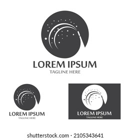 magician's hat and magic wand icon logo vector