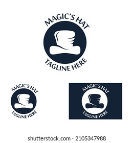 magician's hat and magic wand icon logo vector