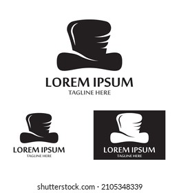 magician's hat and magic wand icon logo vector