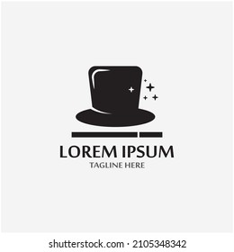 magician's hat and magic wand icon logo vector