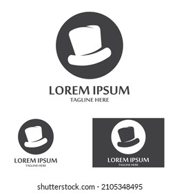 magician's hat and magic wand icon logo vector