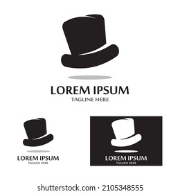 magician's hat and magic wand icon logo vector