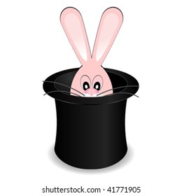 Magicians hat with rabbit isolated over white background