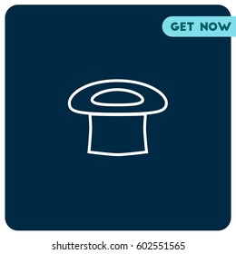 Magicians Top Hat Vector Icon, The outlined symbol of upside down hat. Simple, modern flat vector illustration for mobile app, website or desktop app  