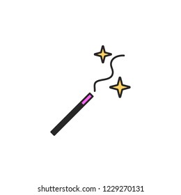 magician's wand icon. Element of magic icon for mobile concept and web apps. Color magician's wand icon can be used for web and mobile