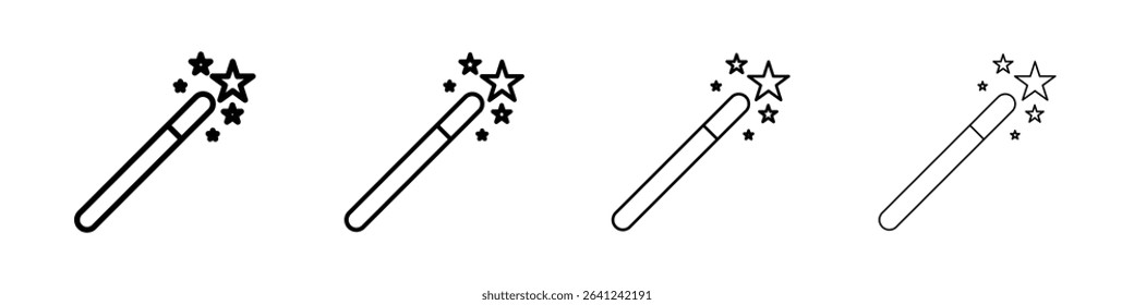 Magick wand icon Outline sign symbol set