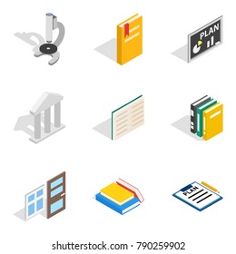 Magistrate icons set. Isometric set of 9 magistrate vector icons for web isolated on white background