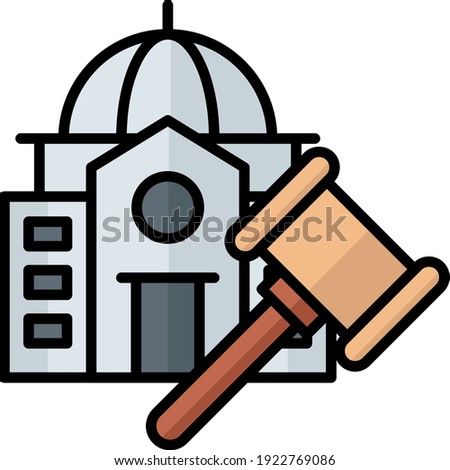Magistrate Office Vector Color Icon Design, Law and Legal system Symbol on white background, Courthouse Building Concept, 
