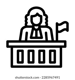 Diseño de iconos de línea de vectores de jueces