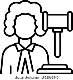 Magistrate Wearing Wig Stock illustration, Lawyer, Judge Curly Hair with Hammer Concept Vector Color Icon Design, Lawyer and Legal system Symbol on white background