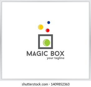 Magix box icon. Bubble ball from the magic box. four flying balls