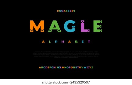 Magle creative modern urban alphabet font. Digital abstract moslem, futuristic, fashion, sport, minimal technology typography. Simple numeric vector illustration