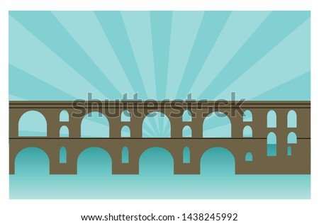 The Maglova Aqueduct built by Master Ottoman Architect Sinan Istanbul Turkey. Maglova Aqueduct in Turkish, is an Ottoman aqueduct bridge of the Kırkcesme Water Supply System completed in 1563. 2 floor