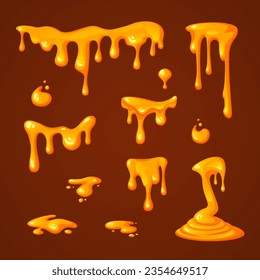 magma lava smudges. volcanic fire orange textures set, realistic cartoon liquid hot metal. vector graphics.