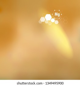 Magnesium. Abstract background with magnesium sign and template for text. Vitamins and minerals.