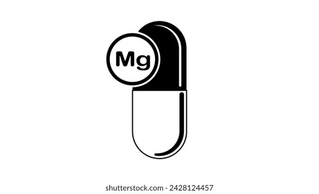 Magnesium capsule emblem, black isolated silhouette
