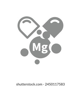Icono de Vector de cápsula de magnesio. Mi suplemento de medicamento y medicina.