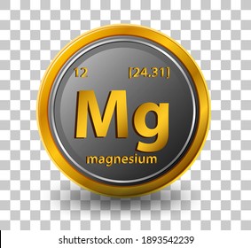 Magnesium chemical element. Chemical symbol with atomic number and atomic mass. illustration