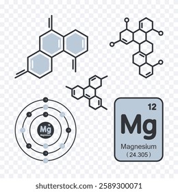 Magnesium. Chemicals micro and macroelements. Microelements necessary for humans. Vector illustration.